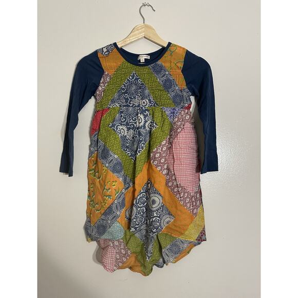 Mimi And Maggie Patchwork Boho Dress Multicolor Floral Long Sleeve 6‎ Kids Girls - Picture 2 of 8